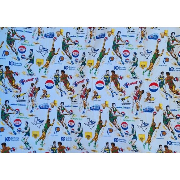 RARE Vintage 60’s 70’s ABA American Basketball Association Fabric 108" x 90" - Picture 3 of 10